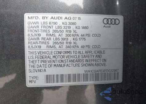 2015 Audi Q7 3.0T Premium z USA, uszkodzony, nr VIN WA1CGAFEXFD032967